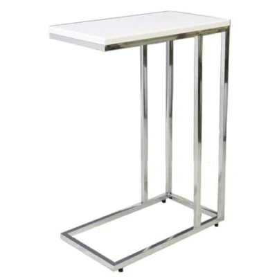 Image of ASPECT Bellini Sofa Side End Laptop Table, Wood White, 46 x 25.5 63.5 cm