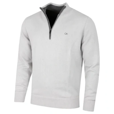Image of Calvin Klein Mens 2024 1/2 Zip CK Golf Sweater Light Silver XXL