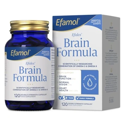 Image of Efamol Efalex Brain Formula 120 Omega 3 Fish Oil Capsules with Evening Primrose Supplement Help Support Function, Normal Vision &amp; Heart Health 60 Day Supply