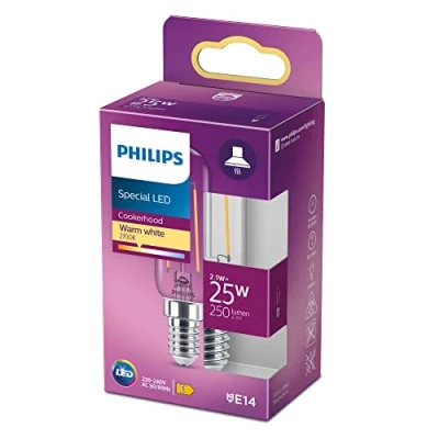 Image of Philips LED Classic T25L Clear Candle Light Bulb [E14 Small Edison Screw] 2.1W 25W Equivalent, Non Dimmable.