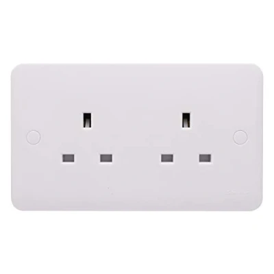 Image of Schneider Electric Lisse White Moulded Unswitched Double Power Socket, Single Pole, 13A, GGBL3060S, White, Pack of 1