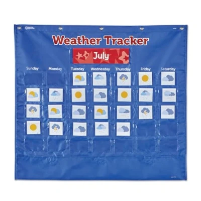 Image of Learning Resources Weather Tracker Pocket Chart, Ages 5+, Learn About Weather, Classroom Essentials for Teachers,