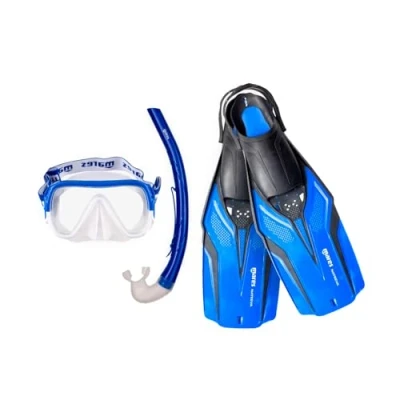 Image of Mares Aquazone Nateeva Keewee Set Consisting of Mask, Snorkel and Fins for Adults Blue, M/L