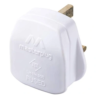 Image of Masterplug Rewireable Moulded Plug with 13 Amp Fuse, 50 x 48 43 mm, White