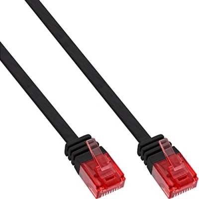 Image of InLine 71605S Patch Cable Flat U/UTP RJ 45 Black 5 m 1 Stck