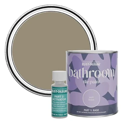 Image of Rust Oleum Brown Water Resistant Bathroom Tile Paint in Matt Finish Café Luxe 750ml