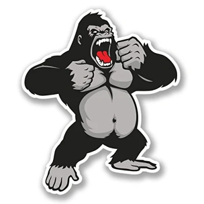 Image of 2 x Angry Gorilla Sticker Car Bike iPad Laptop Kids Monkey Ape Vinyl Decal #4136 (8.6cm Wide 10cm Tall)