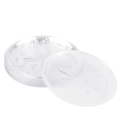 Image of MATANA 60 Clear Hard Plastic Dinner Plates, 25cm / 10 Inch Elegant &amp; Reusable Party Plates for Weddings, Birthdays, Picnic, BBQ, Parties
