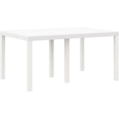 Image of vidaXL 5 Piece Garden Dining Set with Cushions White Poly Rattan