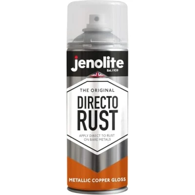Image of JENOLITE Directorust Metallic Gloss Spray Paint COPPER 400ml Multi Surface Gold for Metal, Wood, Plastic All In_OnePrimer, Undercoat and Topcoat Interior &amp; Exterior