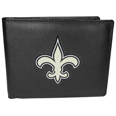 Image of Siskiyou Sports NFL Mens New Orleans Saints Bi fold Wallet Large Logo One Size Black