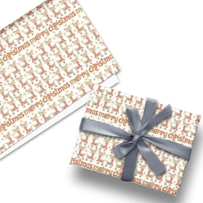 Image of Glick Luxury Christmas Folded Wrap (3 Sheets) Rudolph Wrapping Paper