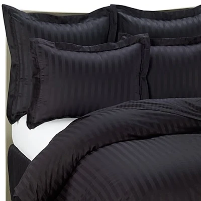 Image of viceroy bedding 100% Egyptian Cotton, CLASSIC STRIPE Housewife Pillow Cases, Black, Pair 500 Thread Count