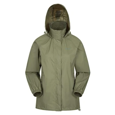 Image of Mountain Warehouse Pakka Womens Waterproof Packable Jacket Foldaway Hood Jacket, Ladies Coat, Lightweight Rain For Autumn Winter, Walking, Travelling Khaki Women&#039;s Size 14