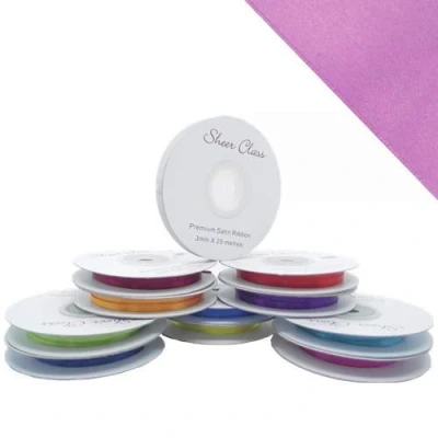 Image of 25M Single roll of Double Faced Satin Ribbon 3mm, 6mm, 10mm, 16mm Widths (Lavender, 3mm)