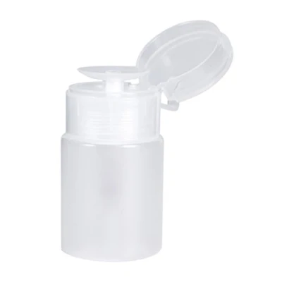 Image of 60 ML Pump Dispenser Bottle, Nail Polish Remover Cleanser Art Tool, 2 Colors Plastic Liquid Container with Flip Top Cap, Empty Travel Containers for Cosmetic Lotion Face Toner(White)
