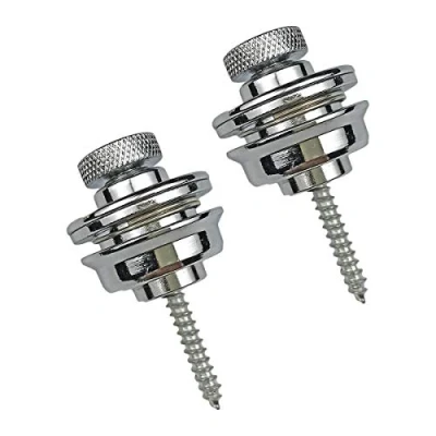 Image of Guitar Strap Locks,Guitar Buttons 2 Pack Metal Straplocks Anti stripping Quick Release Bass Locks with Mounting Screws for Electric Acoustic Replacement
