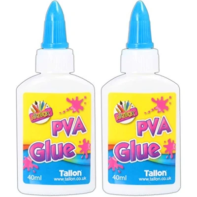 Image of 2X Squeezy Bottles of 40ml PVA Glue Art &amp; Craft Kids Washable Safe Non Toxic Adhesive No Mess Lid