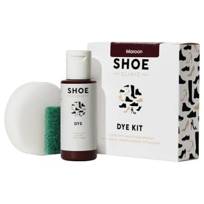 Image of Shoe Clinic Dye Kit (Maroon) Restores The Colour of Leather, Suede, Nubuck, Fabric, Satin, and Canvas Footwear Complete