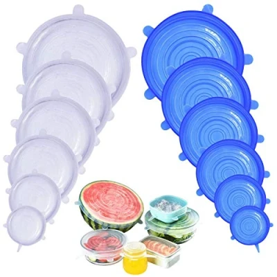 Image of DigHealth Silicone Stretch Lids, 12 Pack of Food Covers, BPA and Expandable to Fit Various Shape Containers, Dishes, Bowls, Safe in Dishwasher, Microwave Freezer