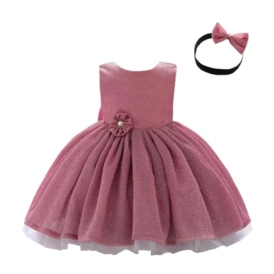 Image of Lito Angels Wedding Bridesmaid Flower Girl Fancy Dress Christmas Party Outfit Ball Gown with Headband Baby Girls Age 9 12 Months, Pink (Tag Number 70)