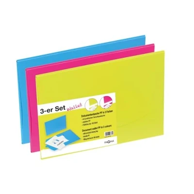 Image of PAGNA 21010 00 Set of Document Wallets Polypropylene Assorted Pack 3