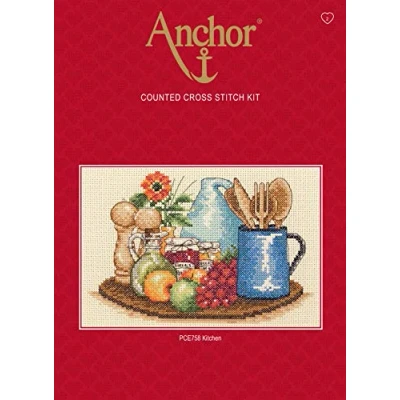 Image of Anchor Cross Stitch Kit: Kitchen, Multi Colour, 16 x 23cm
