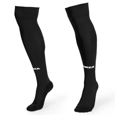 Image of FORZA Classic Football Socks [9 Colours] Knee High with Reinforced Heel &amp; Toe Available in Sizes XS XL (S/M (UK 4 7), Black)