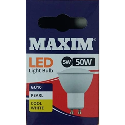 Image of 1 x Maxim LED GU10 Bulbs, 5 W, Cool White 50w