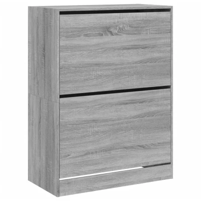Image of vidaXL Shoe Cabinet with 2 Flip Drawers Grey Sonoma 80x42x108 cm