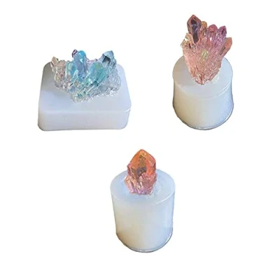 Image of 3pcs Epoxy Resin Crystal Cluster Silicone Mold Craft Jewelry Pendant Making Tools for Home Garden