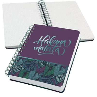 Image of SIGEL JN613 Jolie Spiral notebook, Jungle Dreams, dotted (dot grid), 120 gsm, 16,8 x 21,5 cm, hardcover, 240 pages, purple, Turquoise, Green