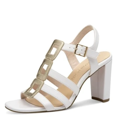 Image of Marco Tozzi High heeled sandals, Women&#039;s, Size: 9, White comb quality imitation leather