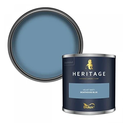 Image of Dulux Trade Heritage Velvet Matt Emulsion Boathouse Blue (1 Litre)
