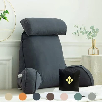 Image of CCTSA Back Support Reading Pillow for Bed Therapeutic Lumbar Cushion with Armrest Seat Relax Pouch Great as Backrest Books or Gaming 75 x 40 58 cm
