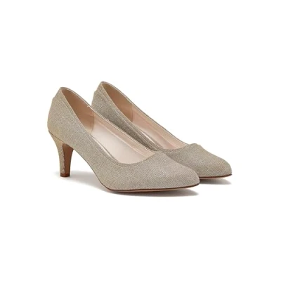 Image of Rainbow Club Jara Gold Wide Fit Wedding Court Shoes, 7.5