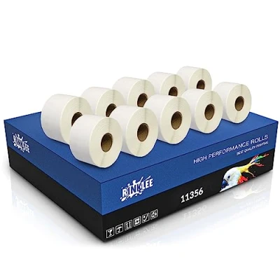 Image of RINKLEE 11356 S0722560 Label Rolls Compatible with DYMO 4XL 450 400 330 320 310 Duo/Turbo/Twin Turbo Seiko SLP 430 420 410 200 100 41 x 89 mm 10 Pack