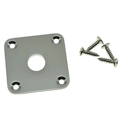 Image of KAISH Nickel Flat Bottom Metal Jack Plate Base Square Jackplate for Les Paul LP Guitars
