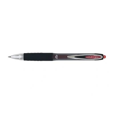 Image of Uni ball 704527 SigNo 207 Gel Rollerball Pen Retractable Fine 0.7mm Tip 0.5mm Line Red Ref 9004602 [Pack of 12]