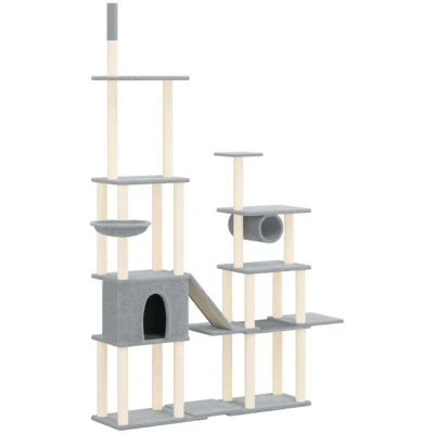 Image of vidaXL Cat Tree with Sisal Scratching Posts Light Grey 279 cm
