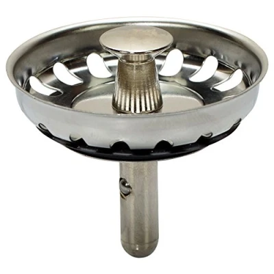 Image of Bathroom Basin Drain Kitchen Sink Waste Strainer Plug Stainless Steel Basket