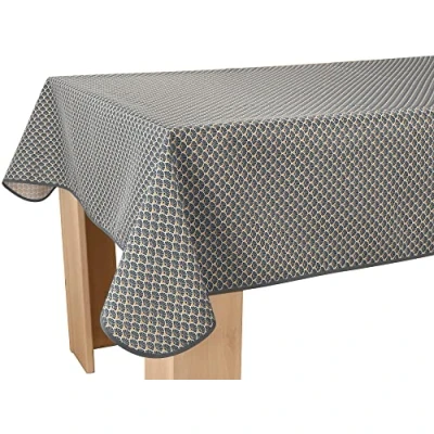 Image of Le linge de Jules Stain Resistant Tablecloth Peacock Anthracite Rectangular 150 x 200 cm