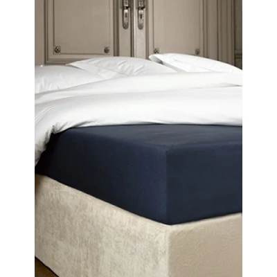 Image of De Witte Lietaer Bumblebee Luxury Percale Cotton Fitted Sheet, Cotton, Bleu Marine Encre, 140 x 200 30 cm