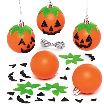 Image of Baker Ross AX249 Pumpkin Bauble Kits Pack of 6, Halloween Ornaments for Creative Art and Craft Activities to Paint Decorate