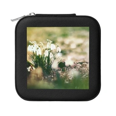 Image of YXDVPALNE Wild Spring Snowdrop, Women&#039;s Jewellery Box Jewelry Case Square PVC Leather Travel Organiser