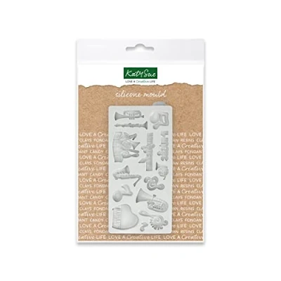 Image of Katy Sue Miniature Music Set Silicone Mould for Crafts &amp; Cake Decorating from Craft Moulds. Use with Resin, Clay, and Fondant