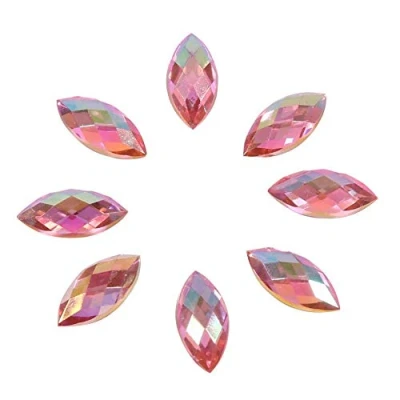 Image of 500 Pieces Flat Back Teardrop Rhinestones, Crystal Diamantes AB Rhinestones for Clothes, Horse Eye Shape Craft Crystals Necklace Rings Clothing Wedding Dress Decorations, 7x15mm(Light Pink)