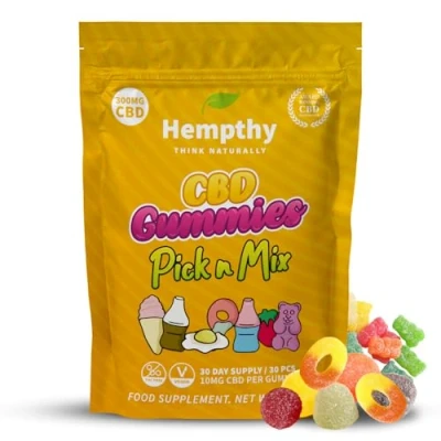 Image of Hempthy CBD Gummies High Strength Pick n Mix 300mg Total CBD, THC Free Hemp for Pain Relief &amp; Better Sleep Best Edible Cannabidiol Gummys Bears, Anxiety Sleeping