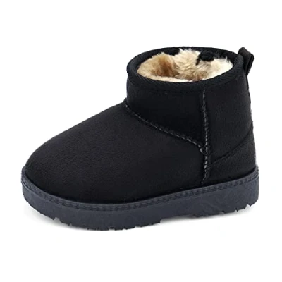 Image of MK MATT KEELY Baby Winter Booties for Toddlers Kids Boy Girl Warm Snow Boots Plush Shoes with Soft Rubber Sole Black