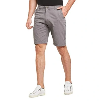 Image of JustSun Mens Casual Chino Shorts Classic Summer Work Grey 32W